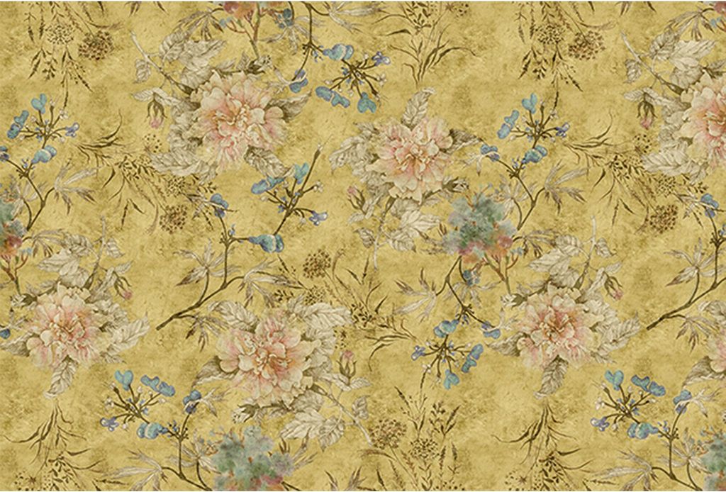 Tadessi Fototapete | Blumen | 4.00 m x 2.70 m | Gelb | Blau | Wandbild | Digitaldruck