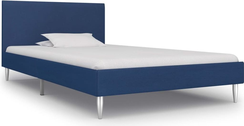 Bettgestell Blau Stoff 90×200 cm