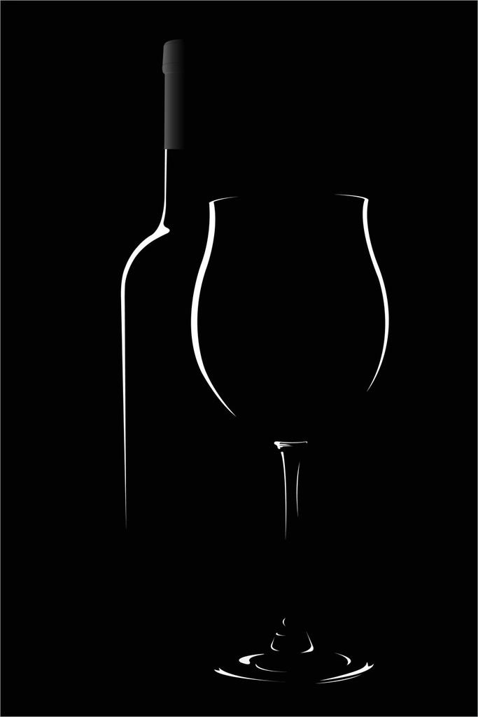 Wallario Poster - Rotwein bei Nacht Schwarz-Weiß, Kunstdruck Größe: 61 x 91,50 cm