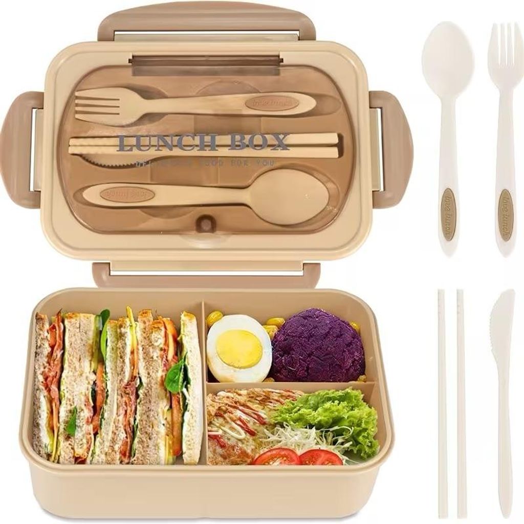 Bento Lunchbox 1000 ml auslaufsicher, BPA-frei, 3 Fächer Produktbild 