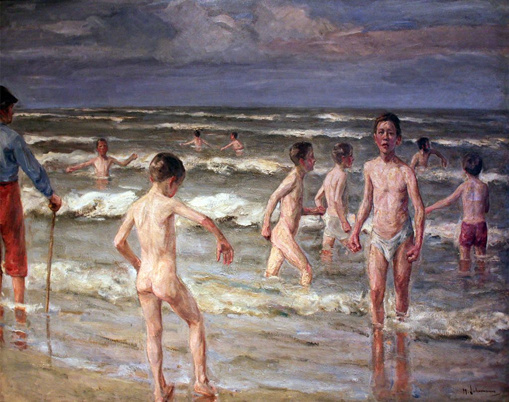 Legendarte - Kunstdruck auf Leinwand - Badende Knaben - Max Liebermann - Wanddeko, Canvas cm. 80x100