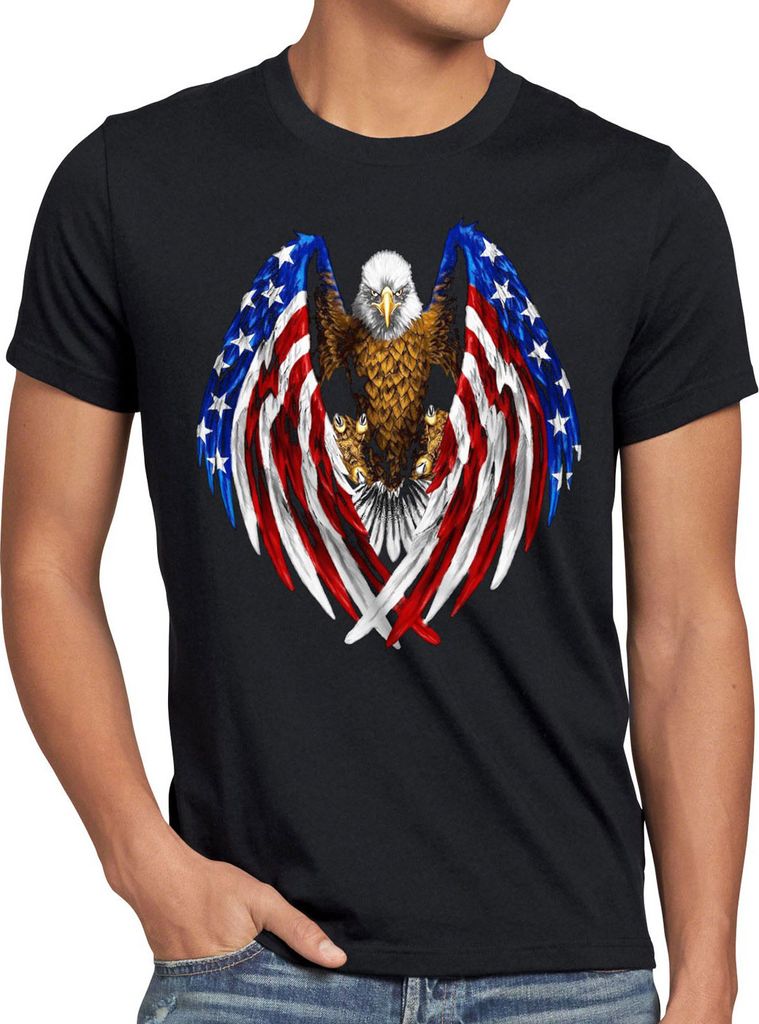 style3 USA Adler T-Shirt Herren US Amerika Stars Stripes Weisskopfadler