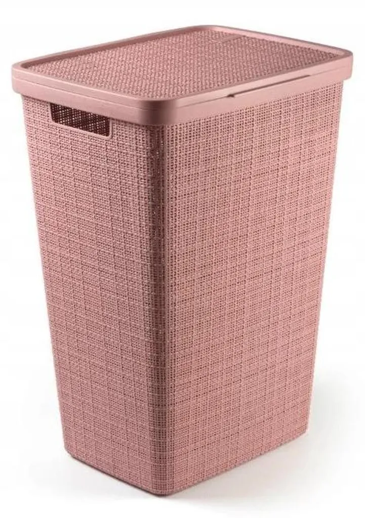 Panier à linge rose 58 L en polypropylène robuste pour buanderie