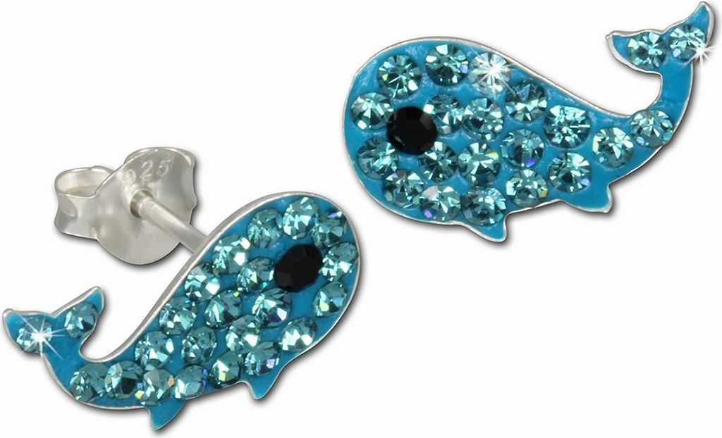 Teenie-Weenie Ohrstecker für Kinder 925 Silber blau Wal Ohrringe SDO8001H