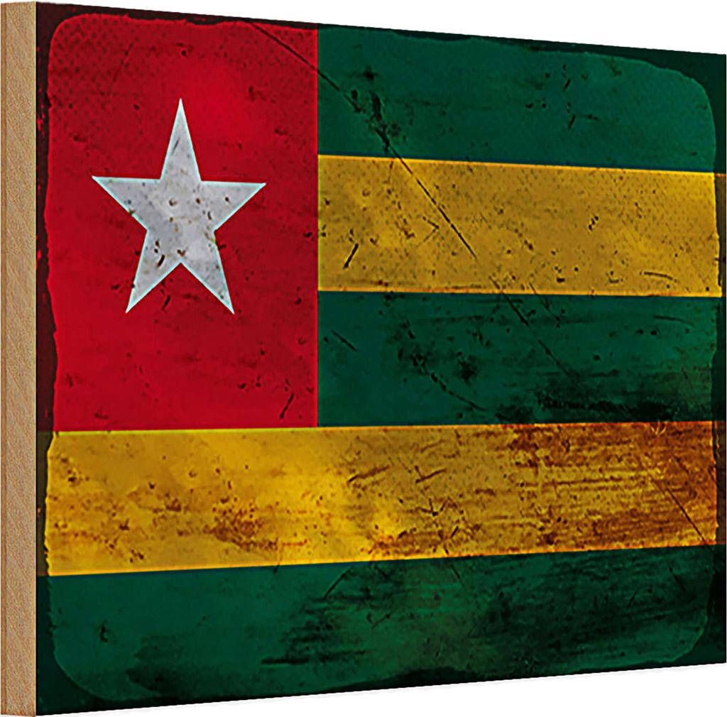 Holzschild Flagge Togo 30x20cm Flag of Togo Rost