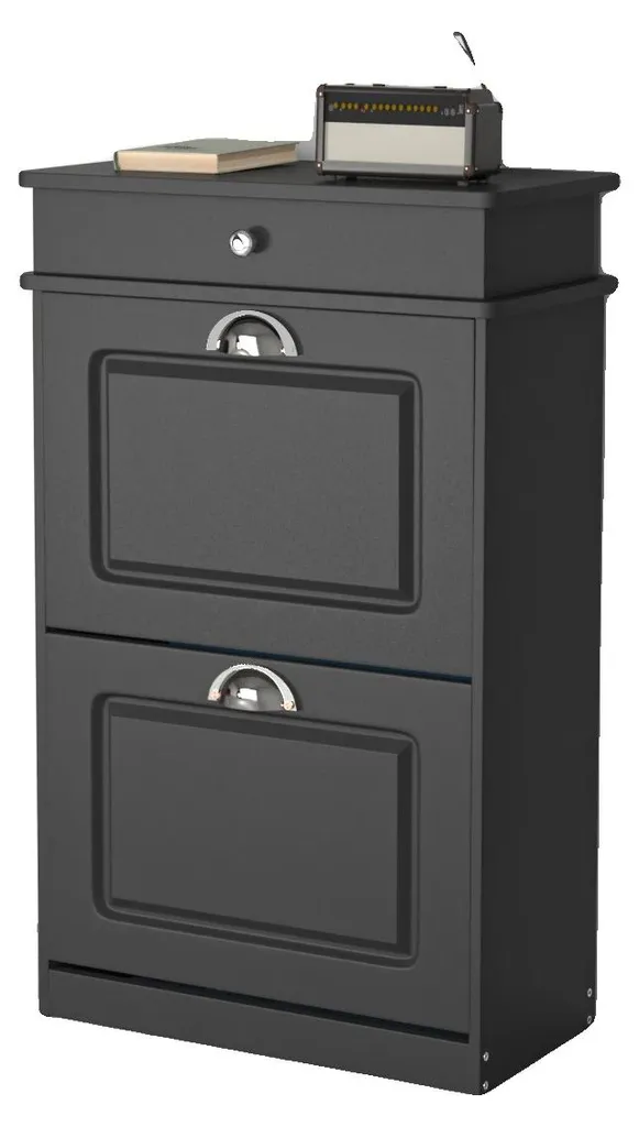 Rangement chaussures noir compact idéal pour petites entrées et halls