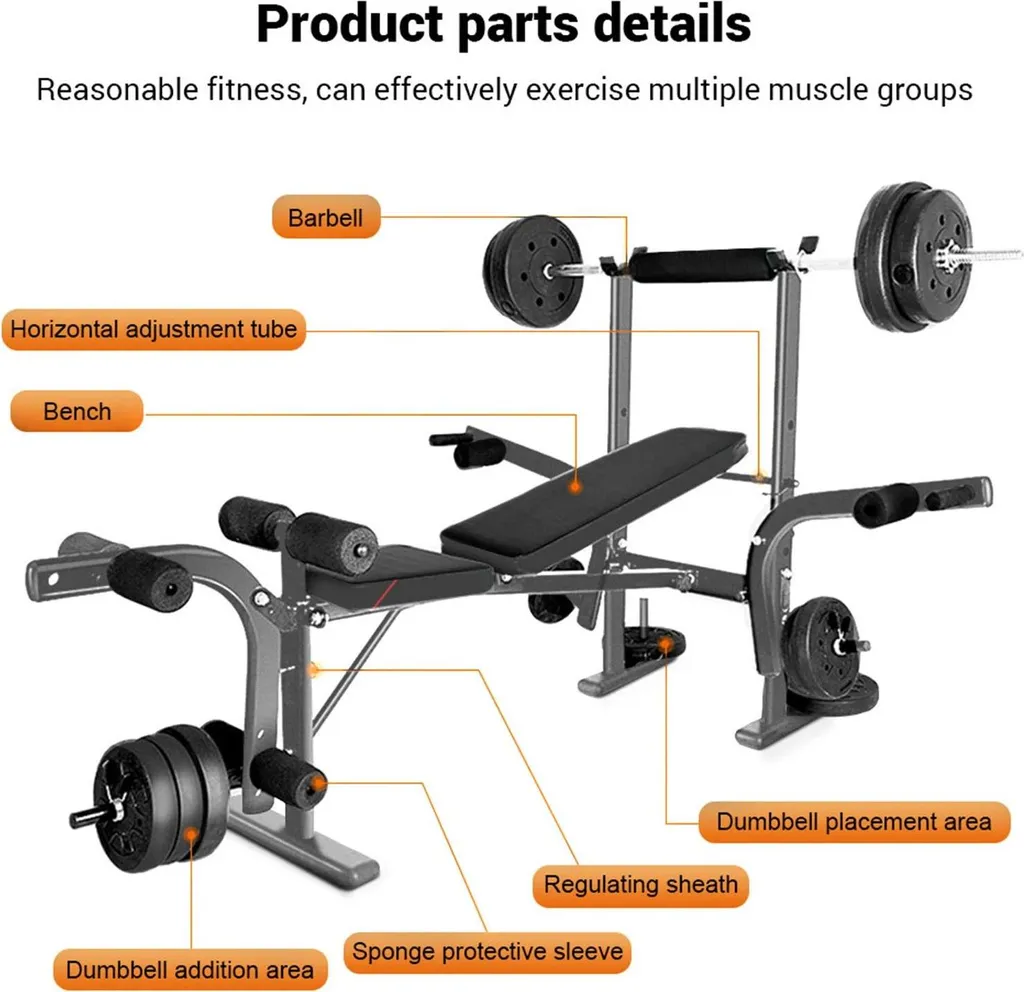 Appareil musculation corps complet avec kit développé couché noir robuste - 4