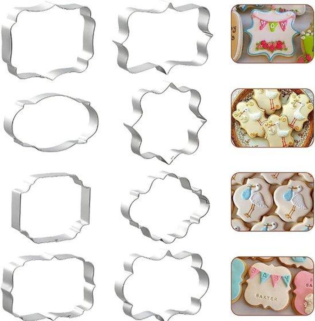 8-teiliges Bäckformset, Plaqueform Bäckform aus Edelstahl, Formen für Gebäck, Selbstbaubäckaccessoires für Torten, Kekse, Brot, Fondant, Kuch...