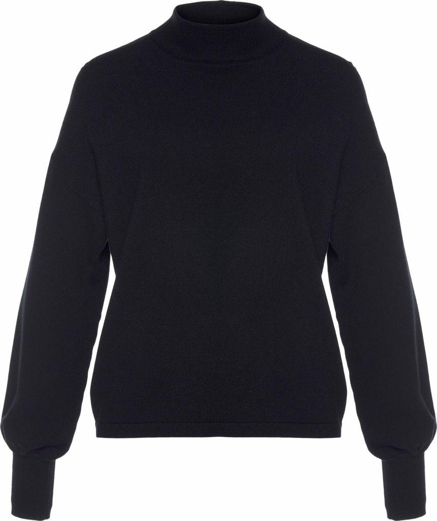 LASCANA Strickpullover mit kleinem Stehkragen schwarz Größe Produktbild 