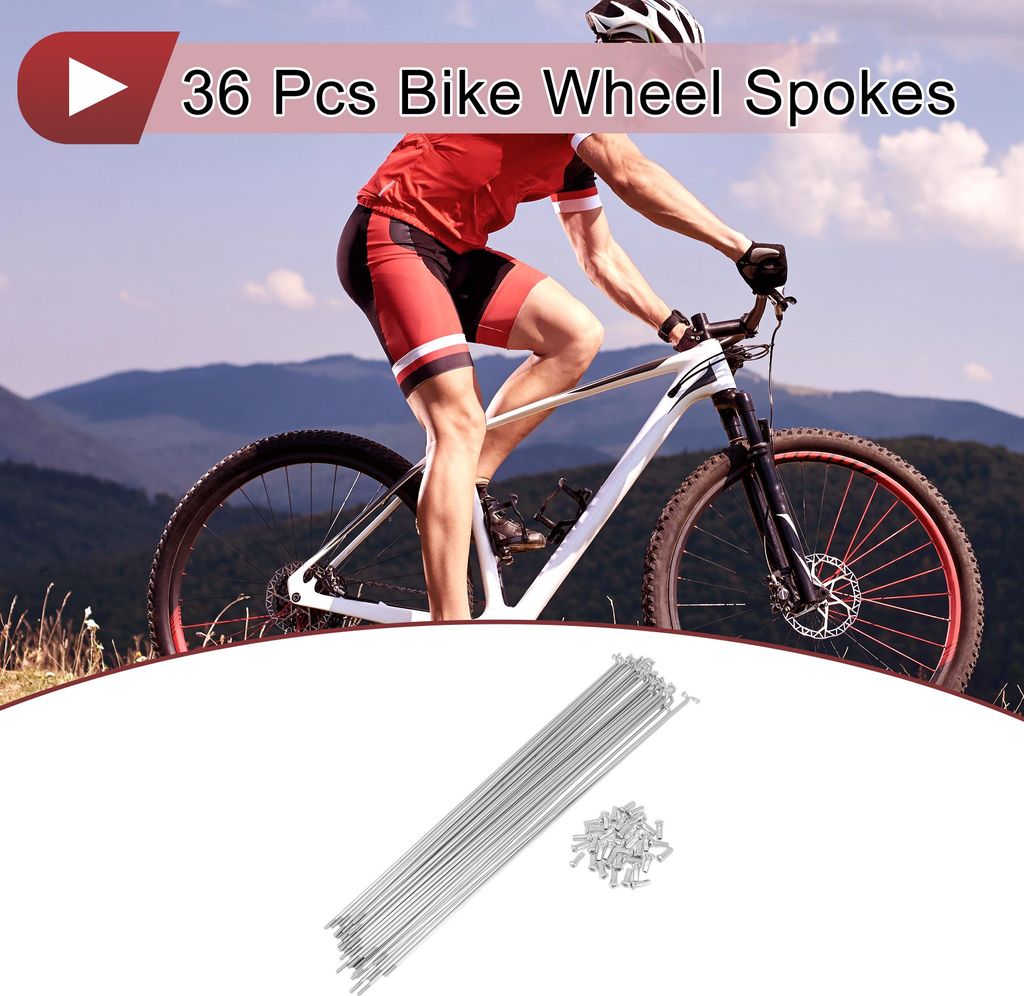 36 Set 12G Fahrradspeichen 297mm Fahrradradspeichen 45 Stahl Verzinkt Silberton