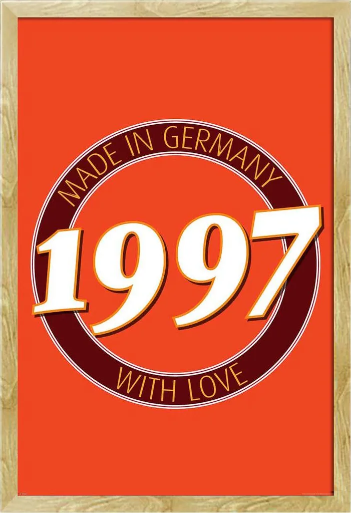 Poster di compleanno - Poster - 1997 - Germany + cornice rimovibile, Shinsuke® Maxi MDF faggio, vetro acrilico