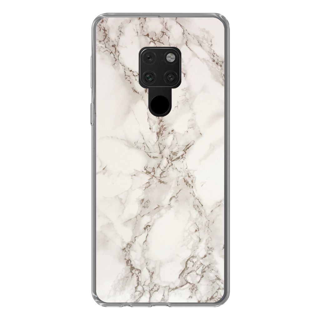 MuchoWow Handyhülle Schutzhülle Hülle für Huawei P40 Lite Marmor - Grau - Weiß Silikon Softcase Handy Hülle - Handy