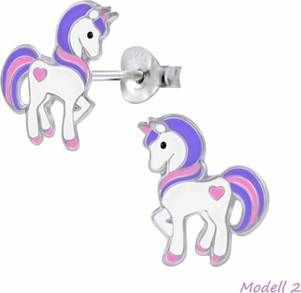 Kinderohrstecker „Einhorn“: Mädchen Ohrringe Silber Modell 2