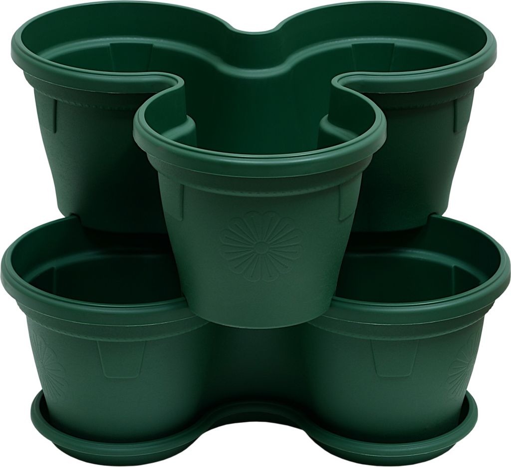 2x Blumentopf Säulentopf Pflanzturm Hochbeet mit Untersetzer stapelbar Kunststoff