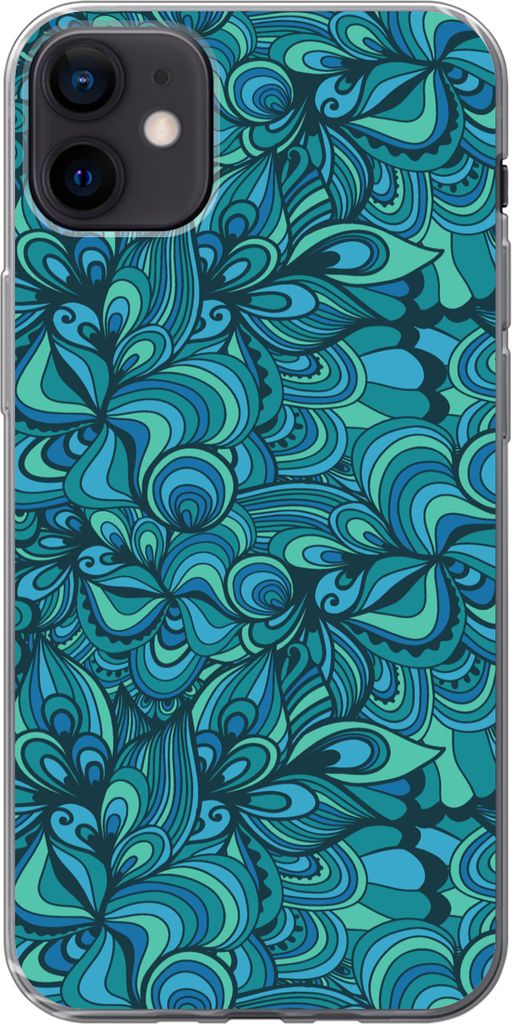 MuchoWow Handyhülle Schutzhülle Hülle für Telefoonhoesje iPhone 12 mini Design - Vintage - Blau - Türkis Silikon Softcase Handy Hülle - Bild