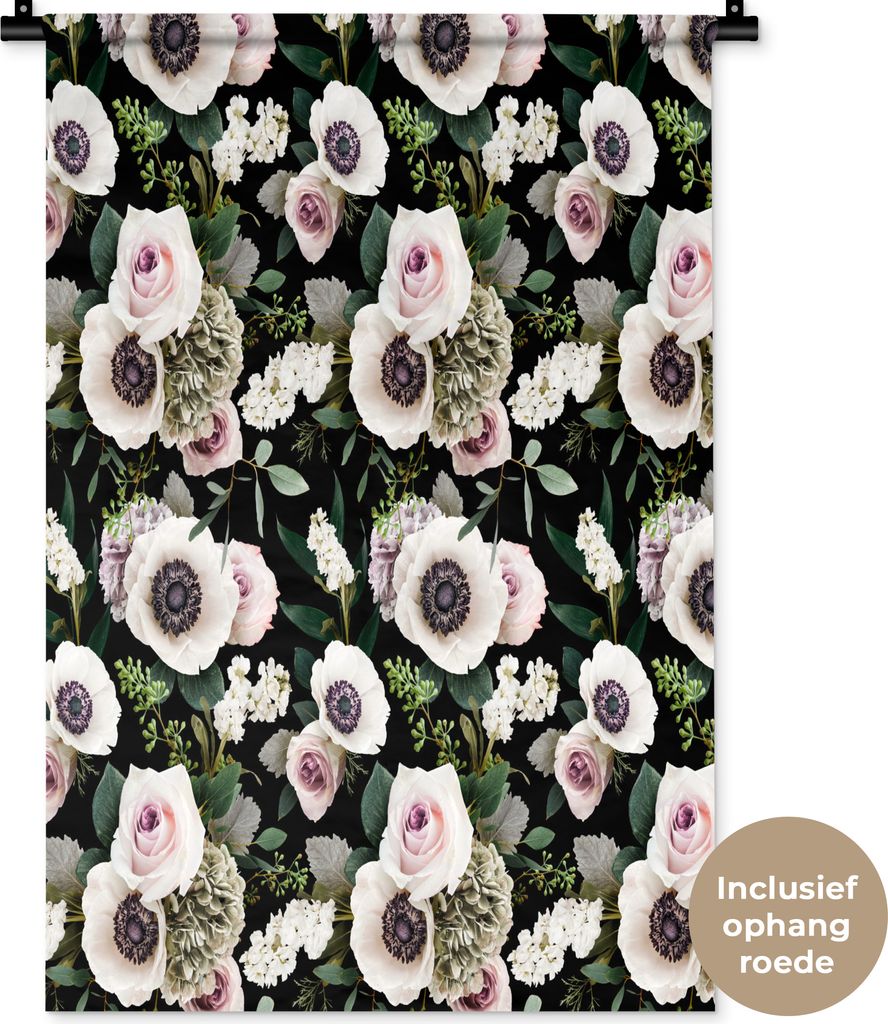 MuchoWow Wandteppich Wandbehang Blumen - Anemone - Rosen 60x90 cm Tapisserie Dekoration Wandtuch - Foto-Teppich - Abwaschbar
