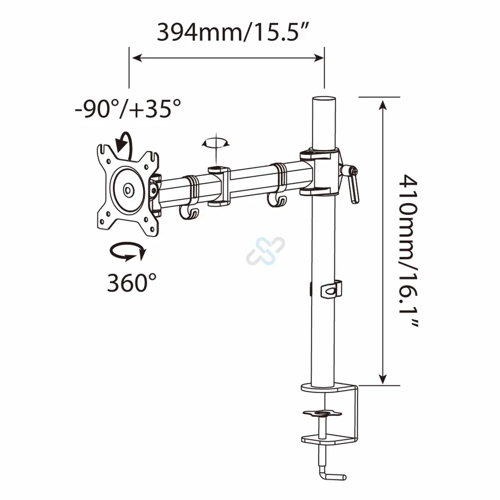Bras de Moniteur Articulé et Orientable - Support de Table Ergonomique VESA