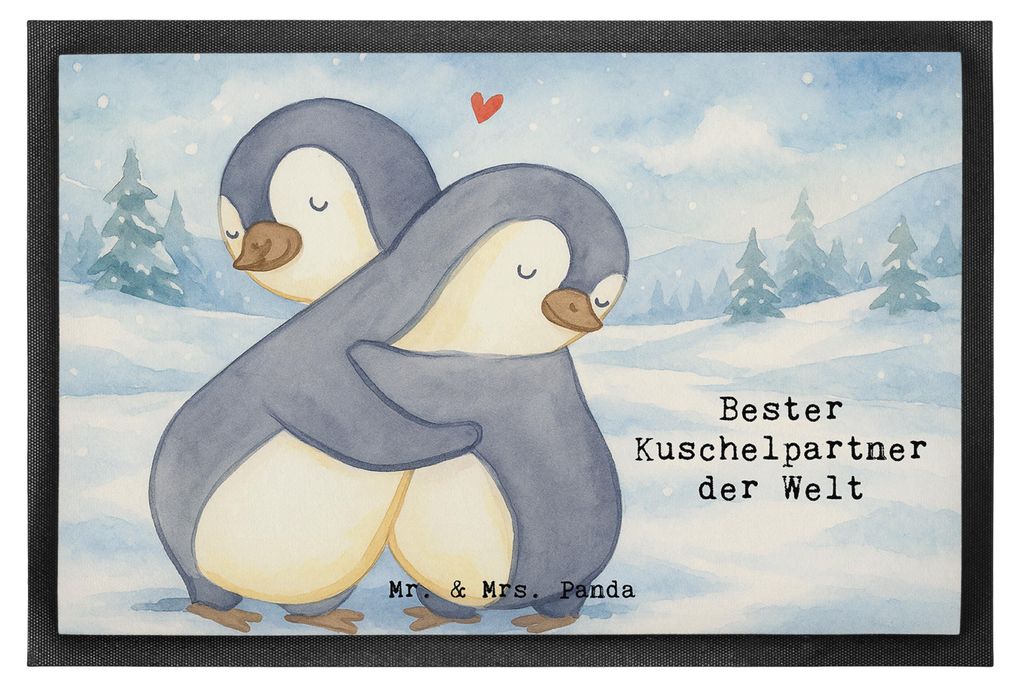 Mr. & Mrs. Panda fußmatte Pinguin Bester Kuschelpartner der Welt Design 60 x 90 cm - Weiß - Geschenk, Liebe, Schmutzmatte, Partner, Freundin, Tü...