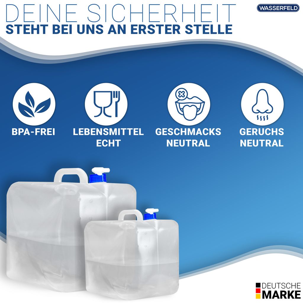 WASSERFELD ® [10L - 20L Wasserkanister Faltbar inkl. Produktbild 
