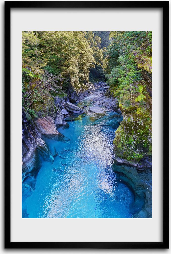 Bild - Bilderrahmen - 40 cm x 60 cm - MDF - Rahmen - Wandkunst - Fluss im Wald