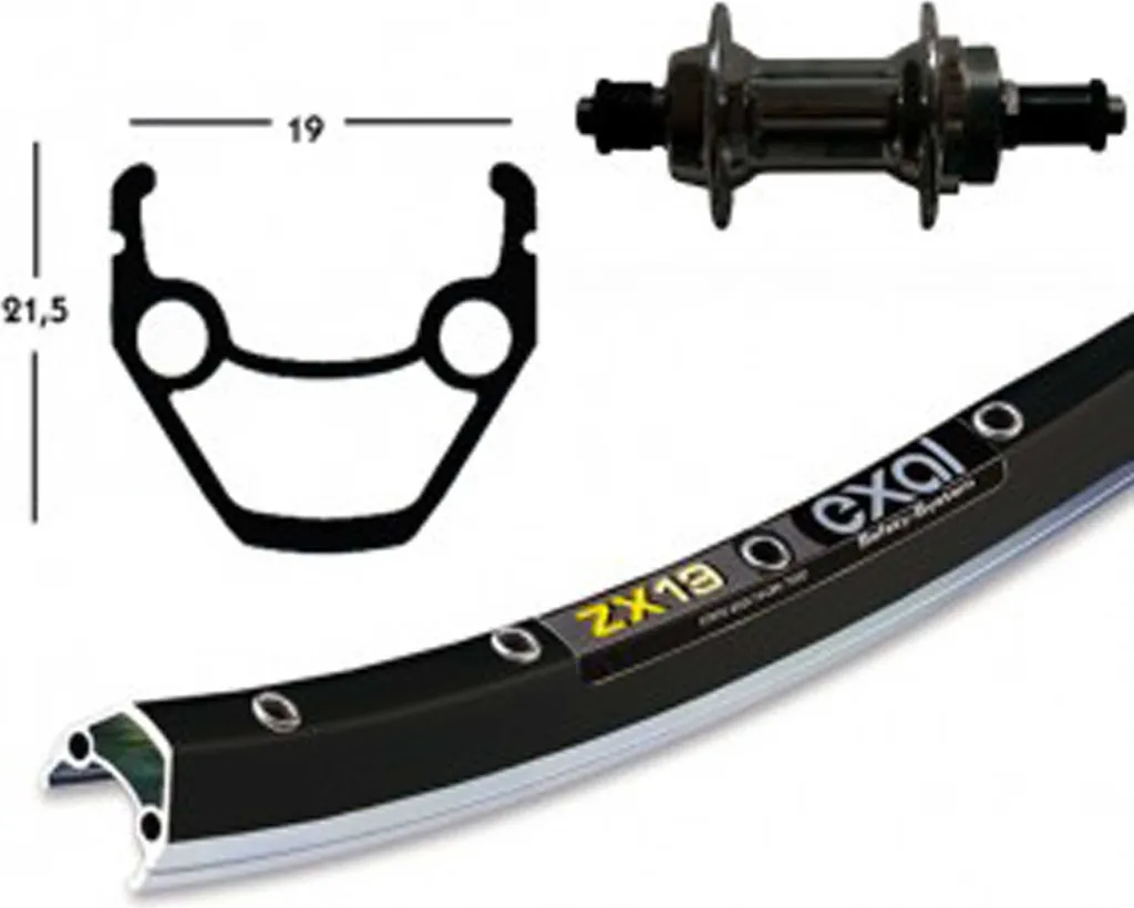 Roue de Vélo 26 Pouces en Aluminium Exal ZX 19 avec Axe Rapide Noir