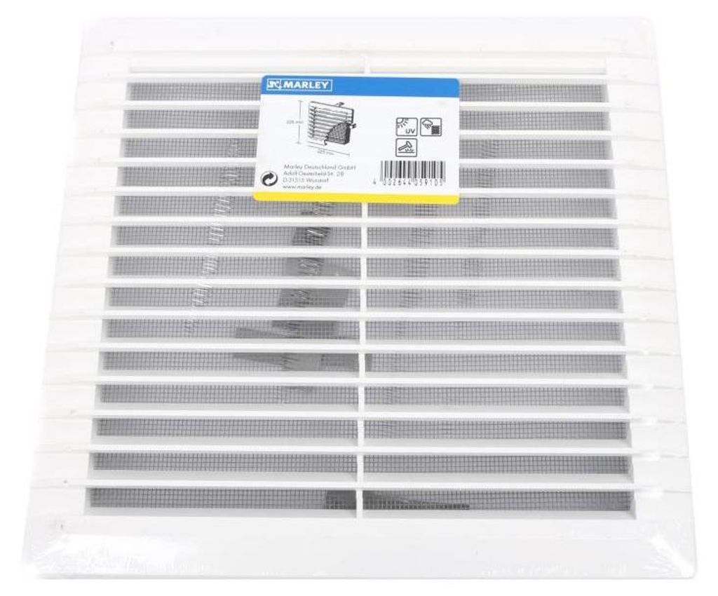 MARLEY Lüftungsgitter Kanäle 225x225 Weiß Produktbild 