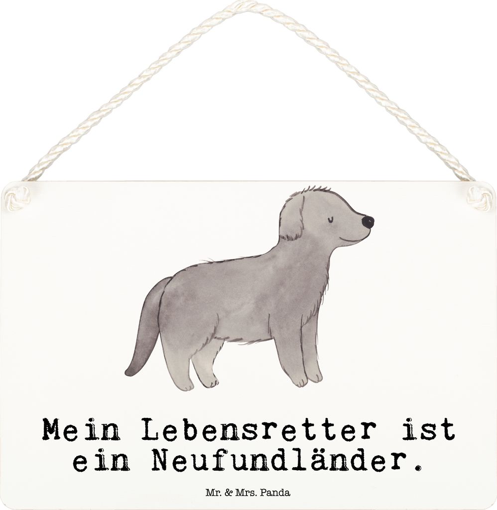 Mr. & Mrs. Panda Schild Neufundländer Lebensretter DIN A6 - Weiß - Geschenk, Deko Wandbild, kleine aufmerksamkeit, Holz, Newfoundland, Türschild...
