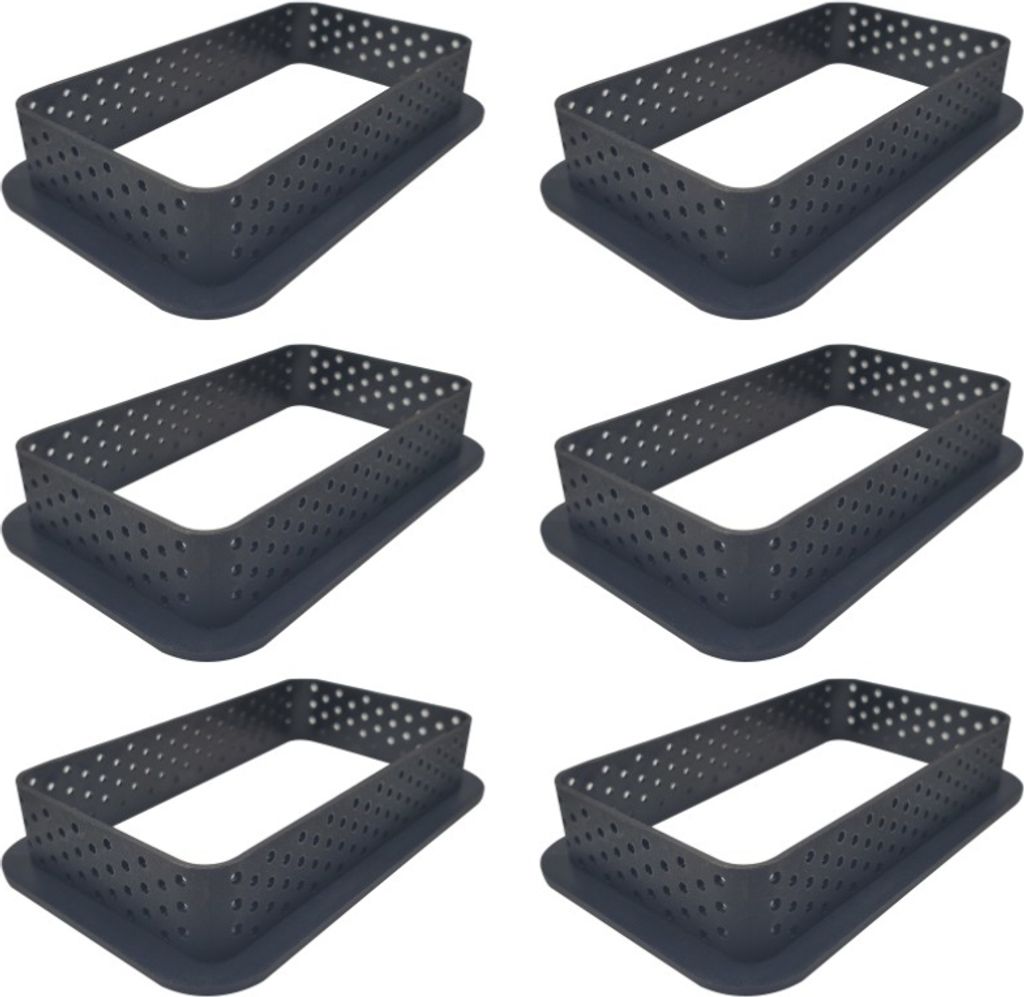 6 Stück Rechteck Tortenring Set Backringe aus Nylon Dessertringe Antihaft Crumpets Ringe Perforierter Cutter Tartelette Mousse Ringe für DIY Mous...