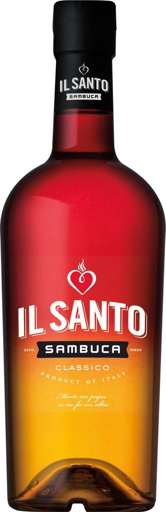 A bottle of Il Santo Sambuca.