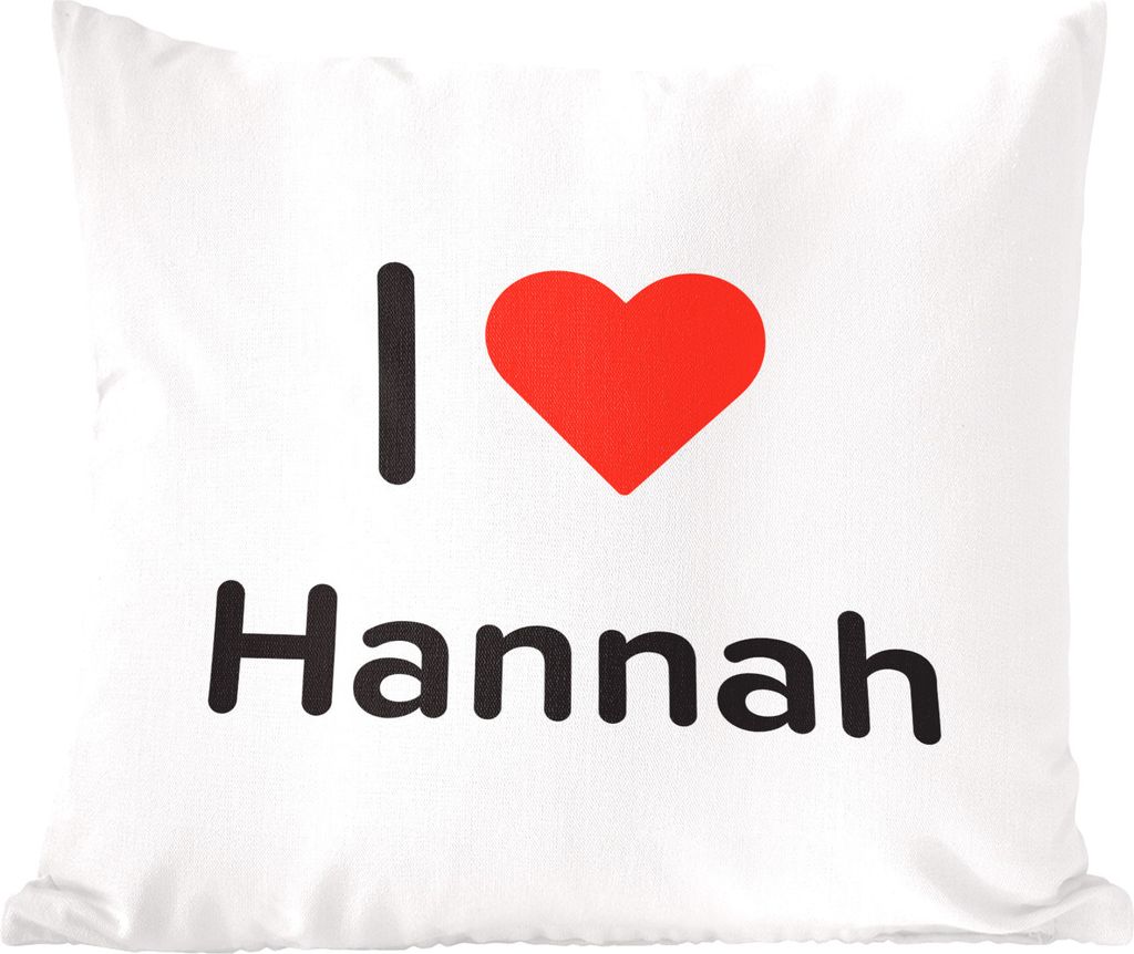 MuchoWow Zierkissen Sofakissen Wohnzimmer Dekokissen 45x45 cm Ich liebe - Hannah - Mädchen - Schlafpolster - Polster für das Sofa
