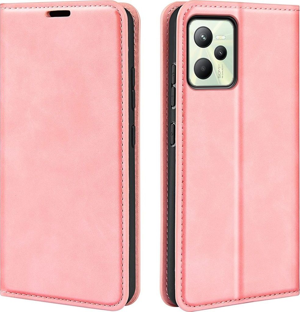 Mobigear Retro Slim Realme C35 Hülle Klapphülle Geldbörse - Pink