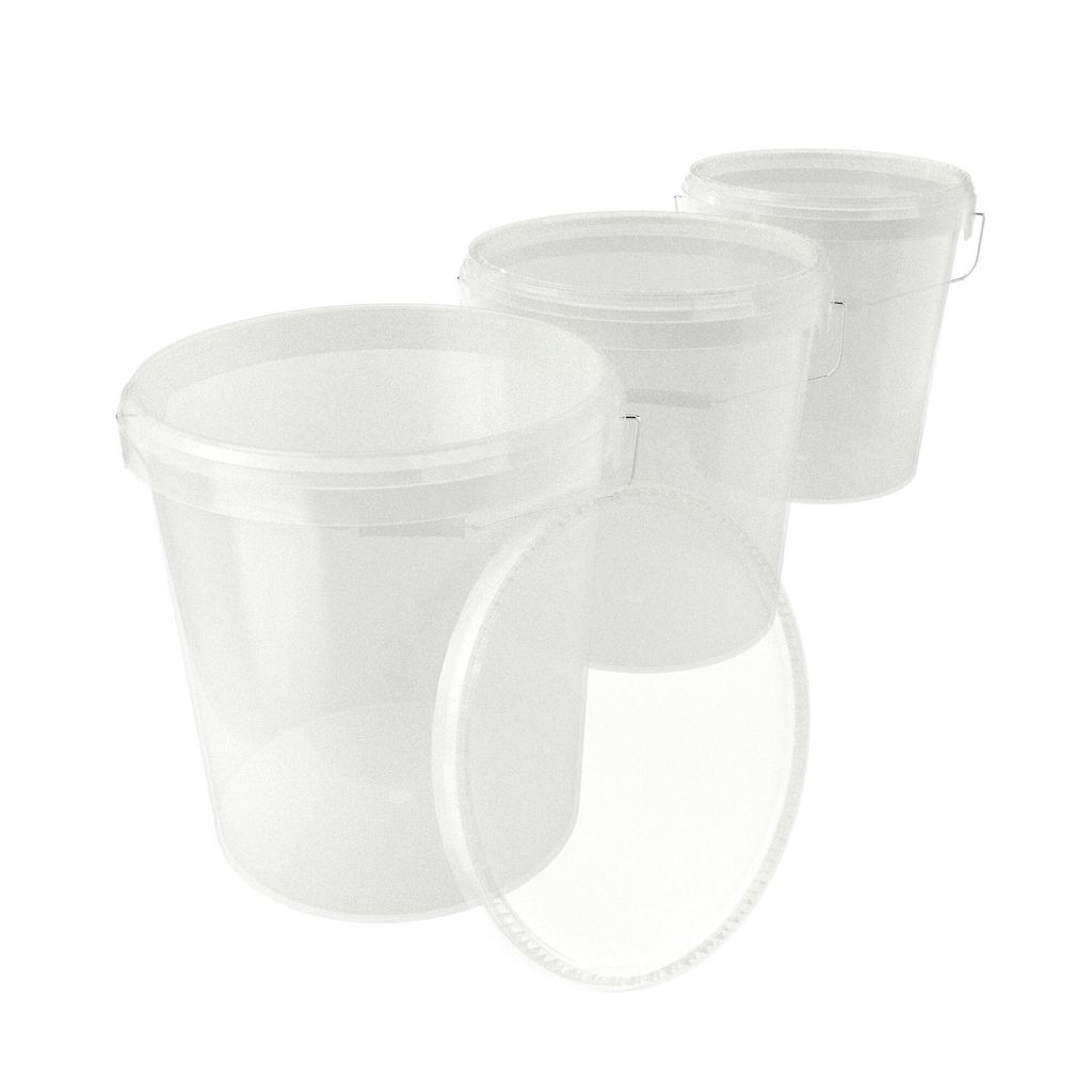 Eimer mit Deckel 16 L | Vorratseimer | Lebensmittelecht Transparent | PP | 3 Stück