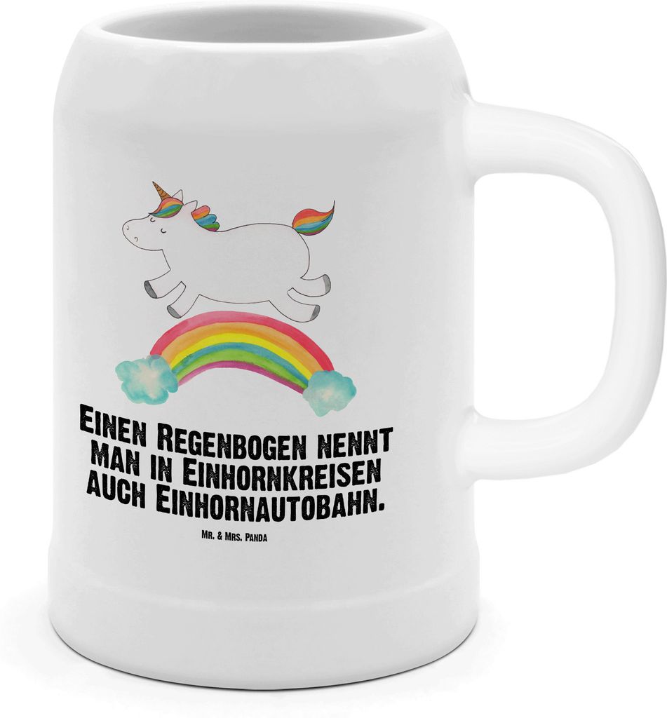 Mr. & Mrs. Panda Krug Einhorn Regenbogen - Weiß - Geschenk, Humpen, Erwachsenwerden, Bierhumpen, Unicorn, Steingutkrug, Einhornpower, Glitzer, Ton...