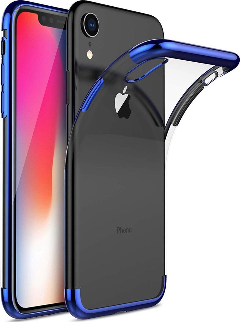 TPU Hülle für Apple iPhone XR Case Silikon Cover Transparent mit Farbrand Handyhülle