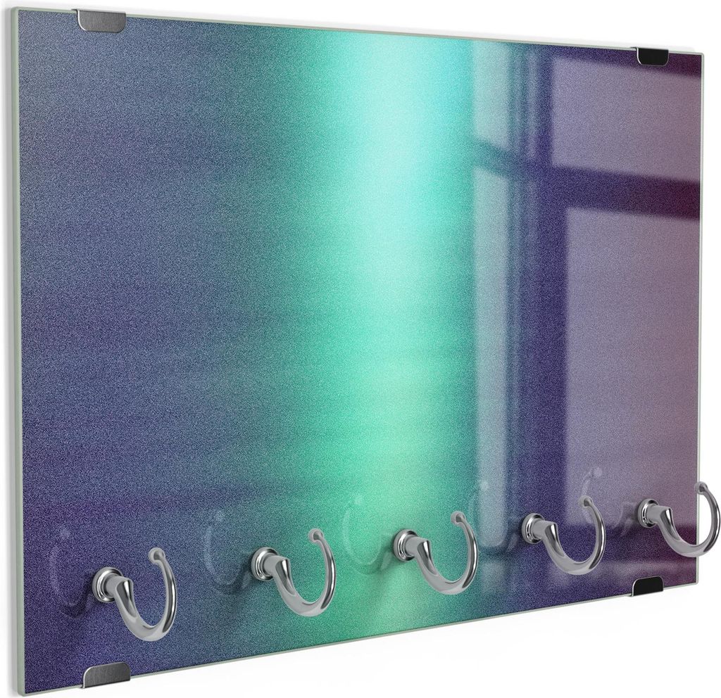 DEQORI Schlüsselbrett Glas 30x20 cm 'Neonstruktur mit Körnung' Schlüssel Halter Haken