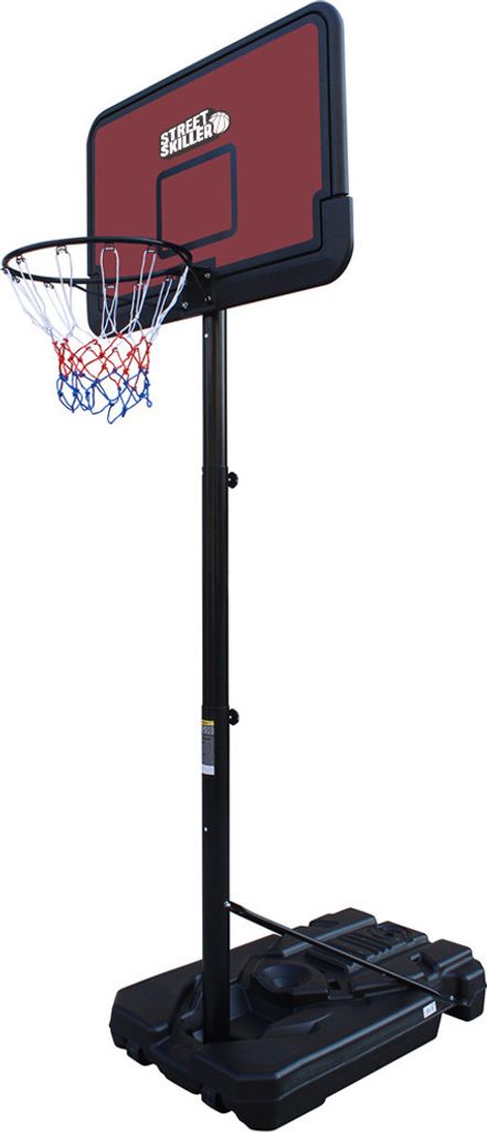 STREETSKILLER höhenverstellbarer Outdoor Basketballkorb 2,00-3,05 m, robuster Standfuß mit Rollen, wetterfest - einfacher Aufbau rot/schwarz | SS...