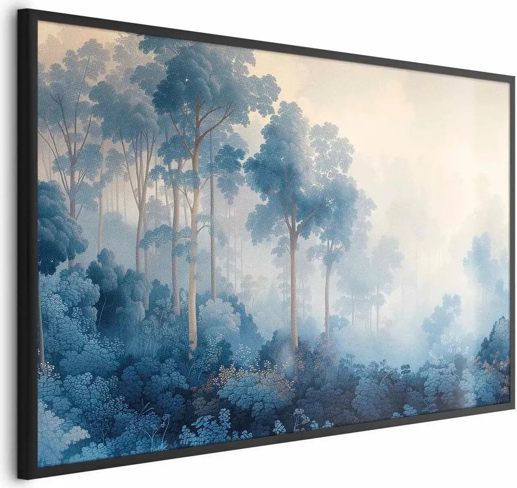 Poster Foresta Nebbia 60x40 con Cornice Nera Legno - Qualità Premium