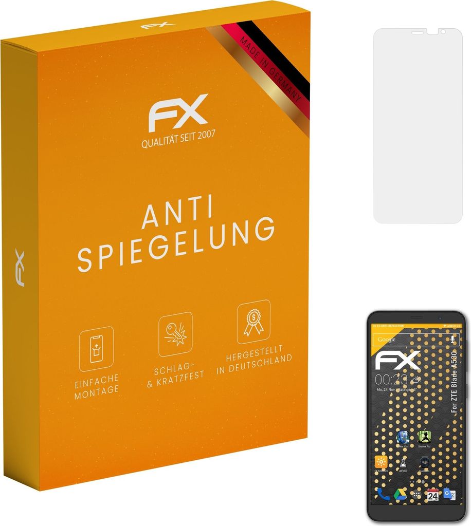 atFoliX FX-Antireflex 3x Schutzfolie kompatibel mit ZTE Blade A530 Displayfolie
