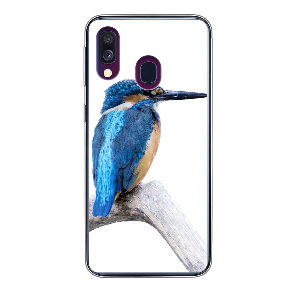 MuchoWow Handyhülle Schutzhülle Hülle für Samsung Galaxy A40 Eisvogel - Zweig - Schnabel Silikon Softcase Handy Hülle - Handy-Tasche