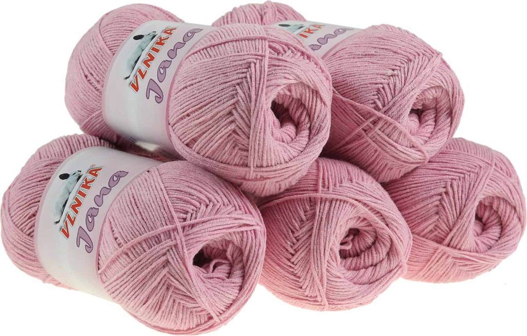 5 x 100g Strickgarn Jana Häkelgarn Strickwolle Häkelwolle, Farbauswahl, Farbe:rosa