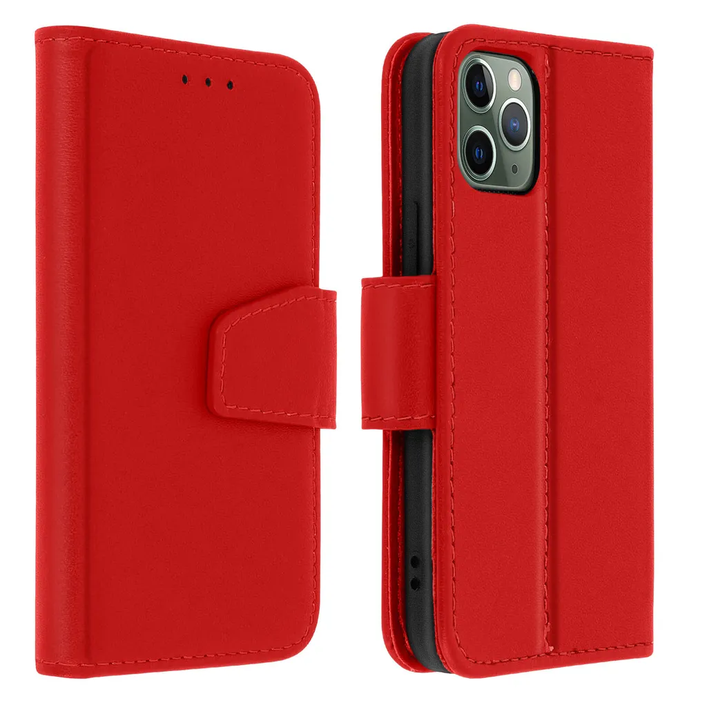 Cover a Libro iPhone 11 Pro Max Rosso - Pelle di Vacchetta Alta Qualità