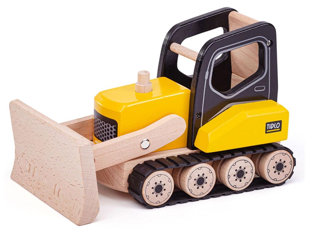 Tidlo Holz-Bulldozer Spielzeug Baufahrzeug für Kinder
