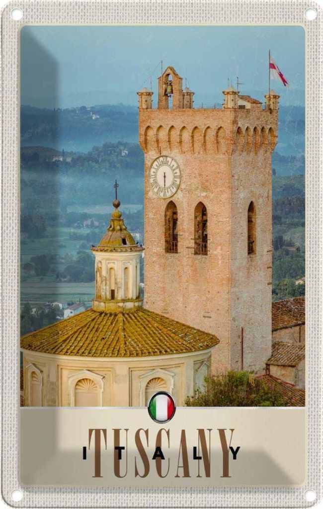 vianmo Blechschild 18x12 cm Toskana ItalienKirche Bildmotiv Reisemotiv Abenteuer Reisen