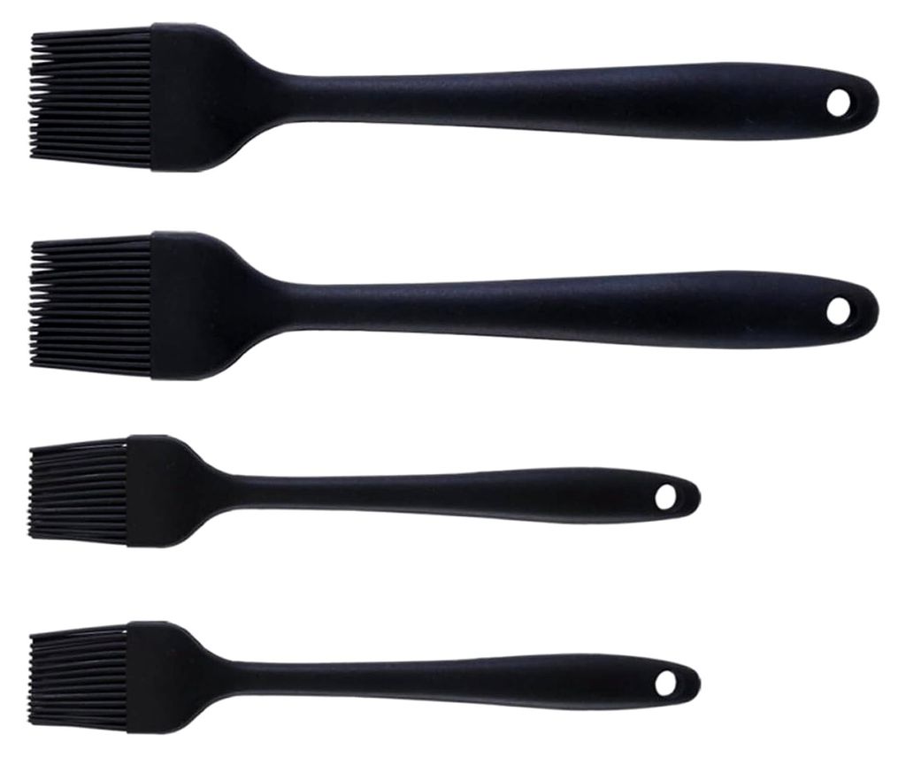 4 Stück Silikon Küchenölpinsel Hitzebeständig Schwarz Grill- und Backpinsel für Präzises Marinieren und Reinigung