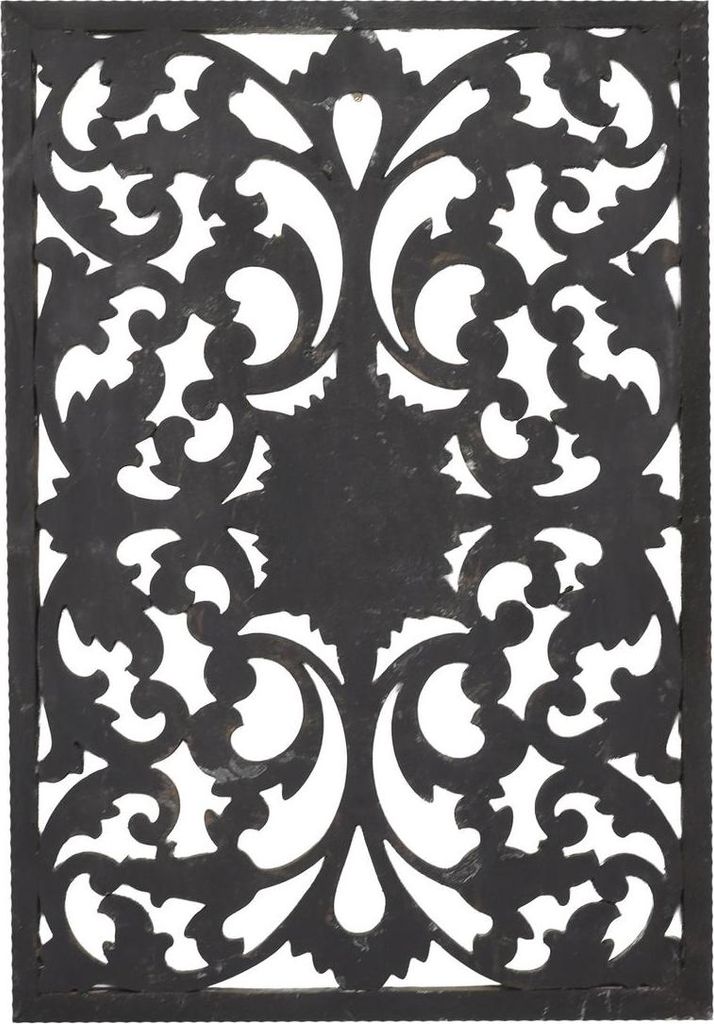 Wandbild Ornament Shabby Chic Symbol Mandala Relief Deko Holz Schnitzerei Blau Antik ca. 64 x 44 cm