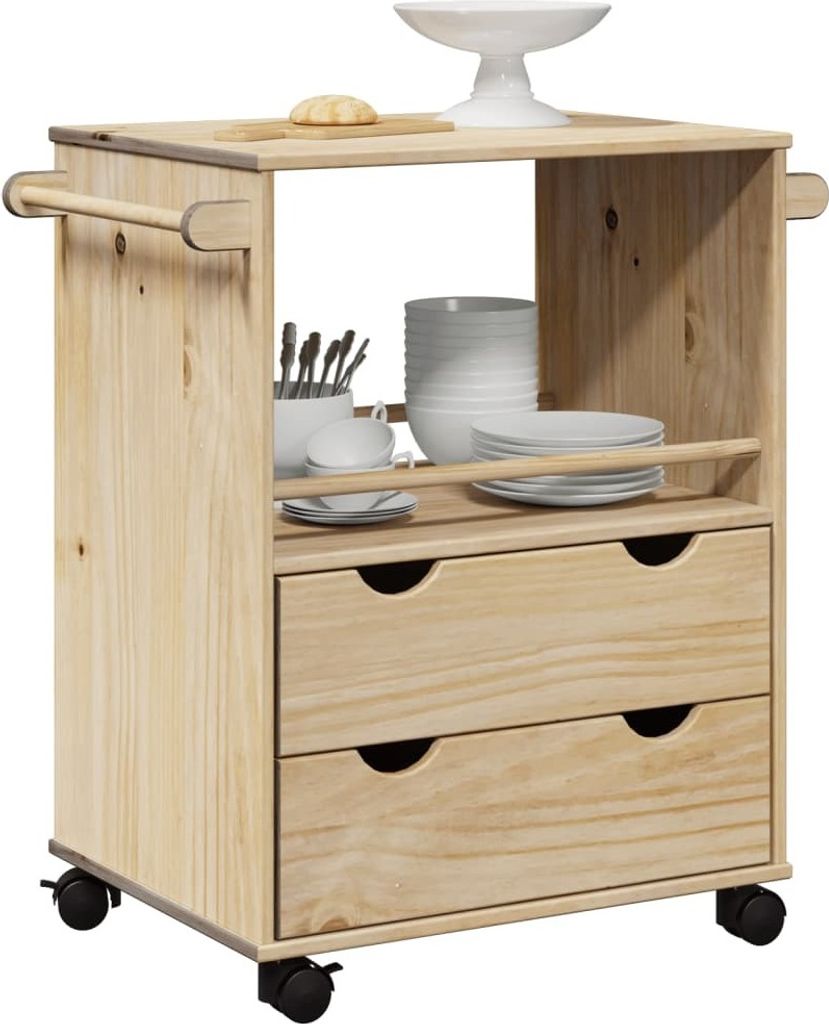 "im Angebot" Küchenwagen OTTA 59x45x80 cm Massivholz Kiefer - Servierwagen CC18080