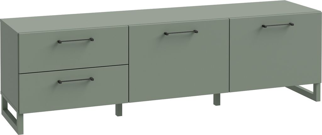 Lowboard >SILBA< in Salbei (grün), 2 Türen, 2 Schubladen - 164,6x48,6x41,1cm (BxHxT)