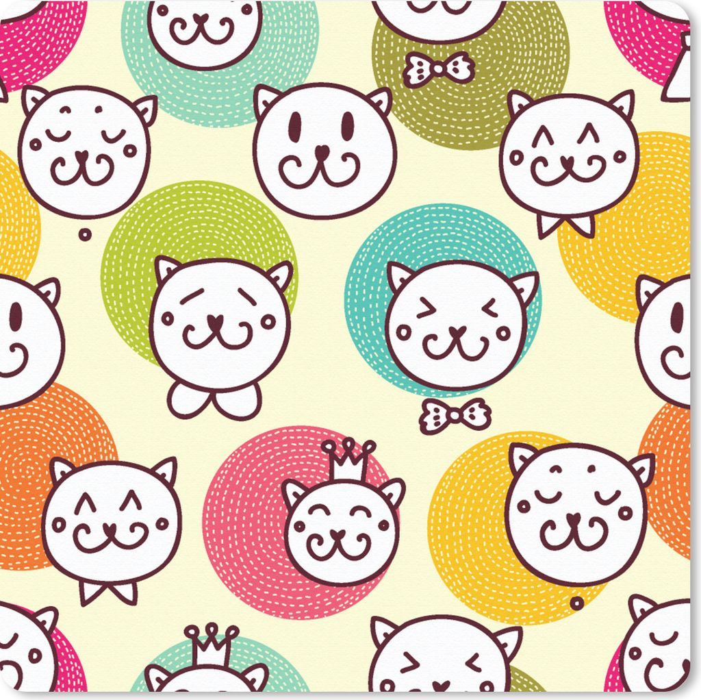 MuchoWow Mauspad Mousepad Mädchen - Katze - Krone - Muster - Mädchen - Kinder - Kinder 30x30 cm - Mousepads - Maus Mat - Pad - Mausunterlage - ...