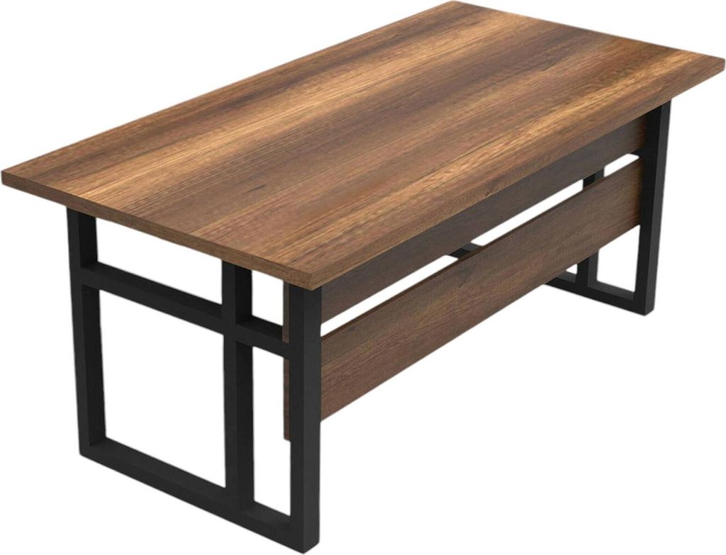 Dmora Schreibtisch Sequals 180x90x73h cm Nussbaum Braun, Kabeldurchführungen, Tischplatte Braun