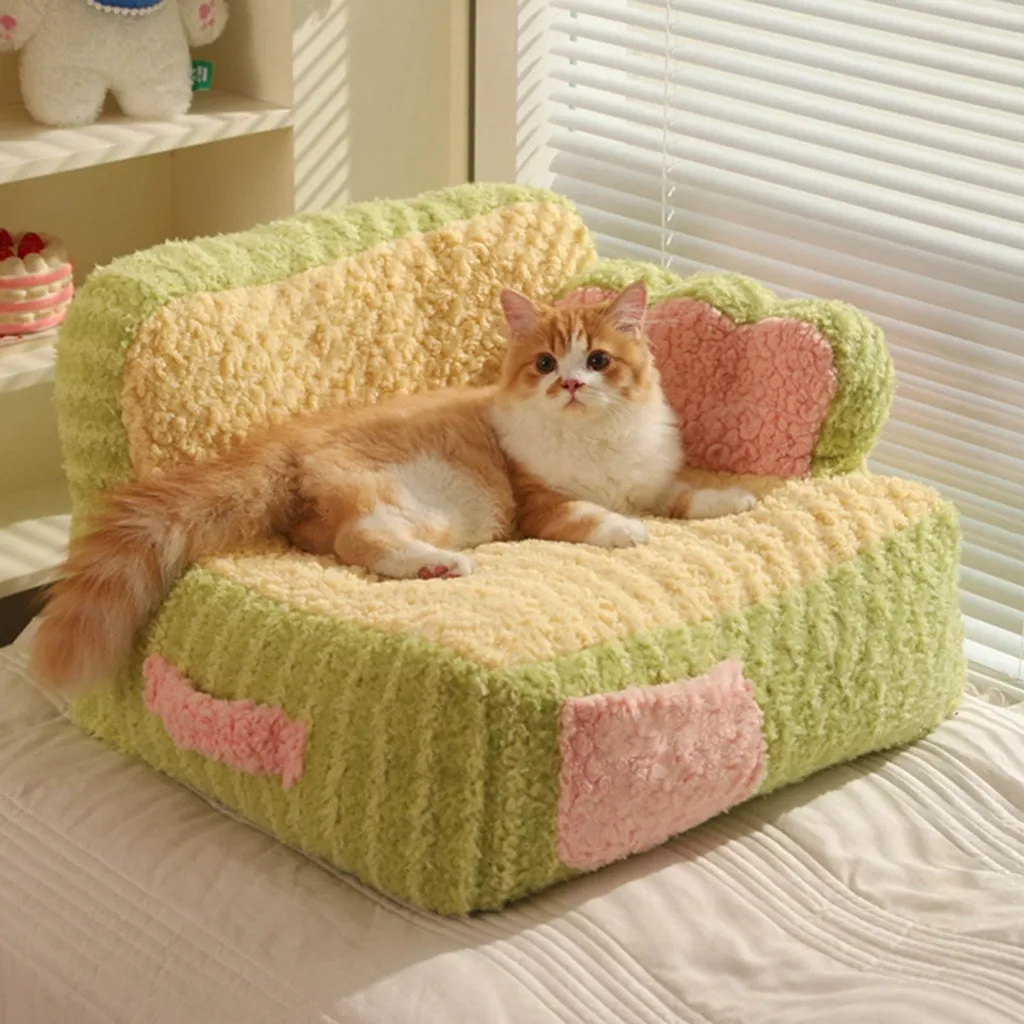 Dodo pour Chat Doux pour Sommeil Profond, Lit Chiot Vert Lavable 60cm - 10